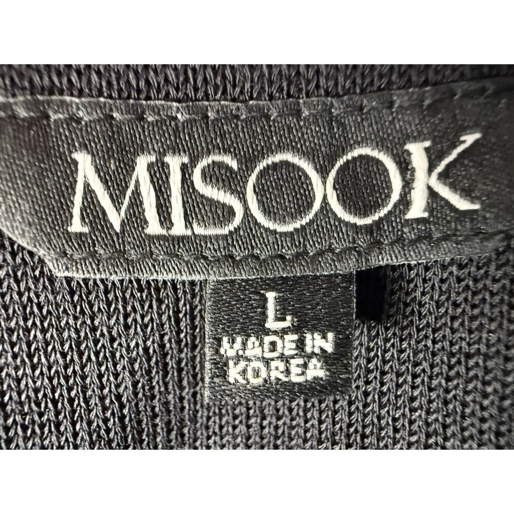 Misook Zip Front Cardigan Womens Sz L‎ Green Black Stripe Contemporary Mature - Picture 3 of 10